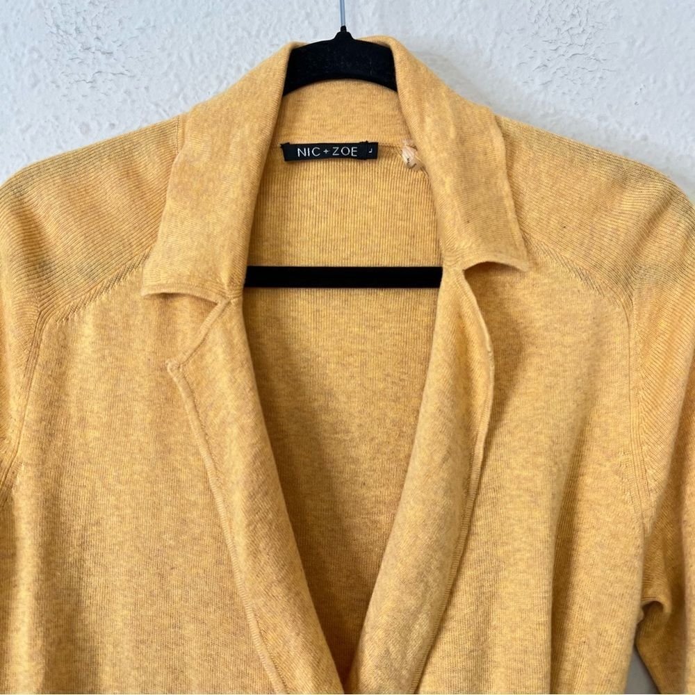 Nic+Zoe Cotton Blend Faux Wrap Sweater Size Large in Yellow - Picture 2 of 7